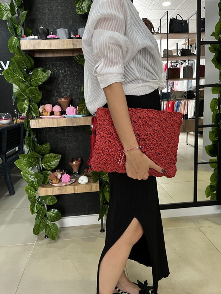 Kırmızı Kağıt İp Portföy Çanta