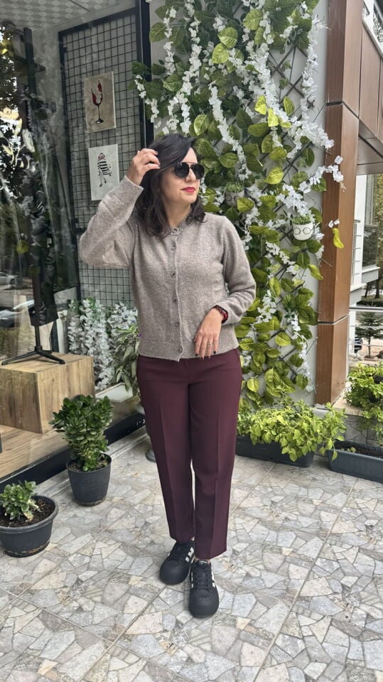 Simli Vizon Bisiklet Yaka Hırka