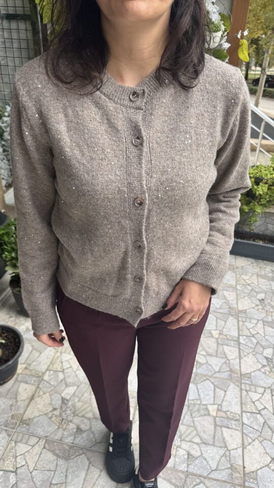 Simli Vizon Bisiklet Yaka Hırka