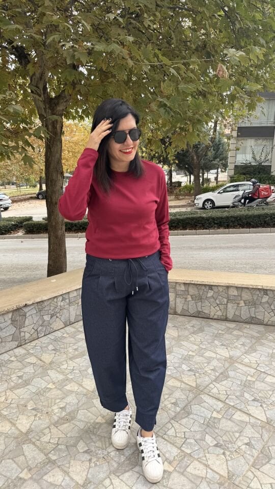 Bordo Basic Rahat Kalıp Bisiklet Yaka Body