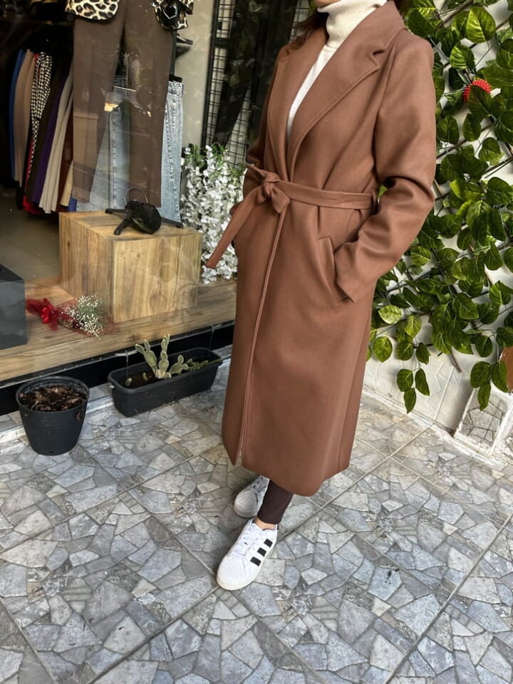 Kaşe Kahverengi Uzun Kaban
