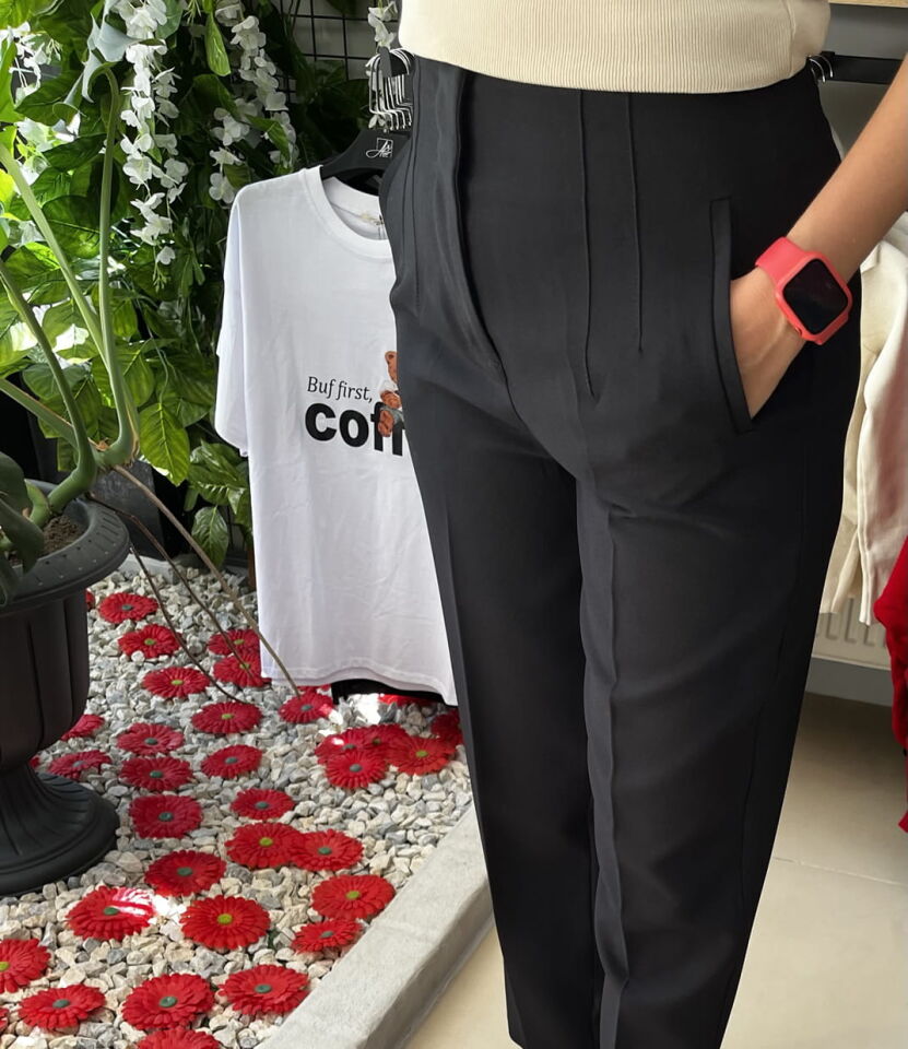 Pensli Siyah Havuç Pantolon