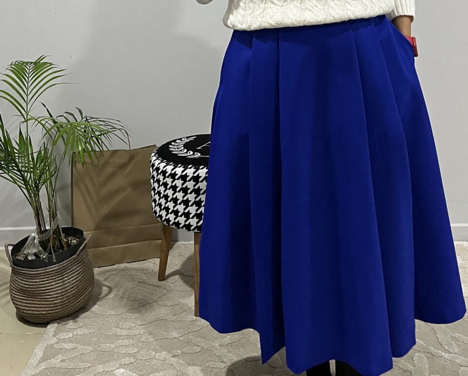 Saks Mavisi Kloş Etek