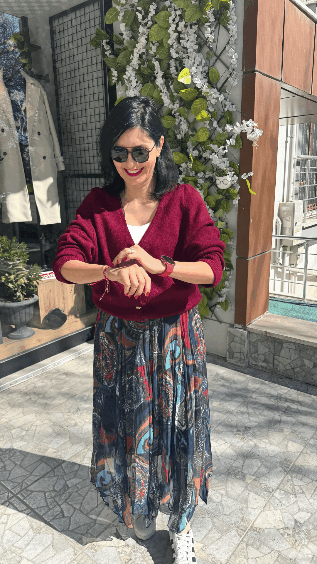 Renkli Asimetrik Şifon Etek